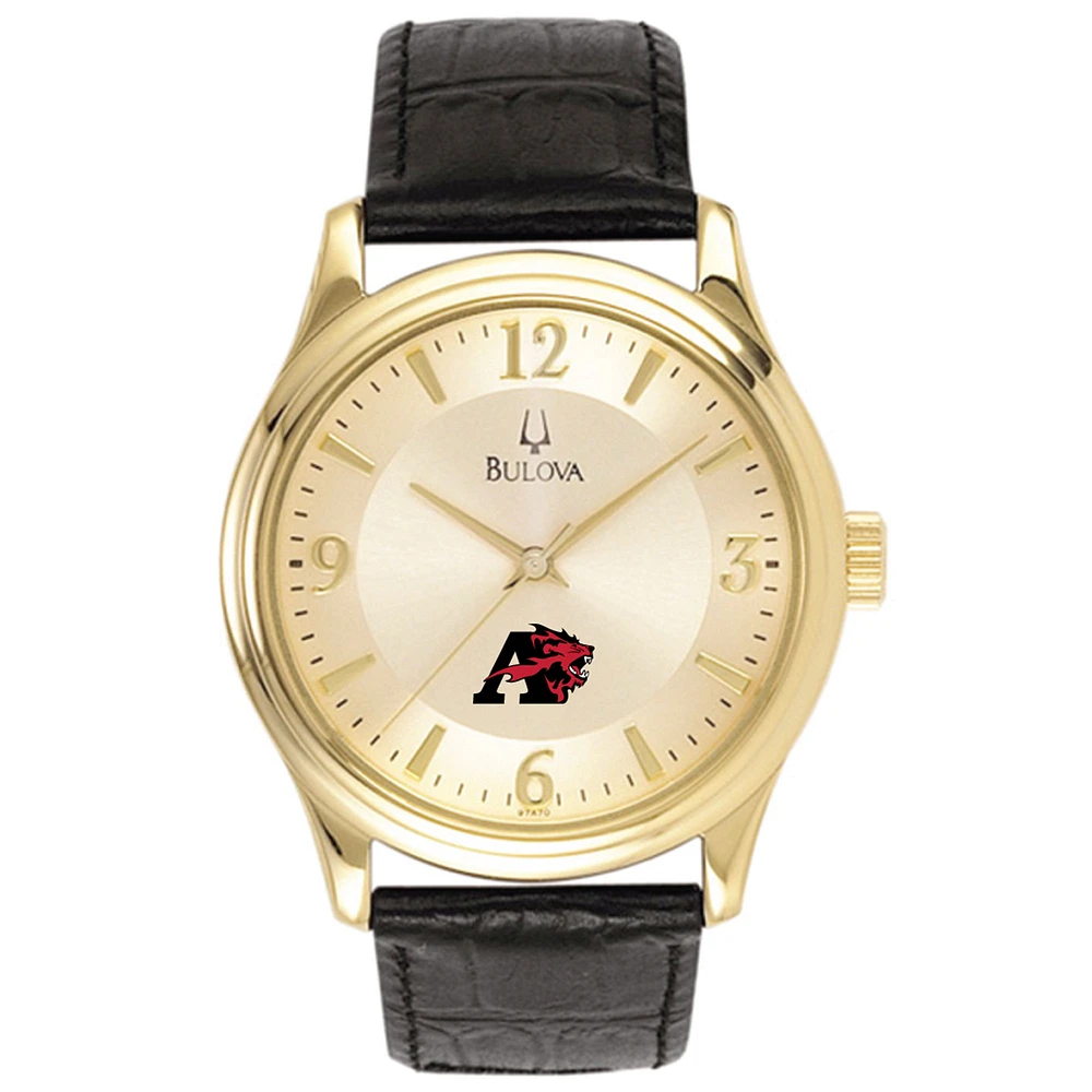 Men's Bulova Gold/Black Albright Lions Stainless Steel Watch with Leather Band