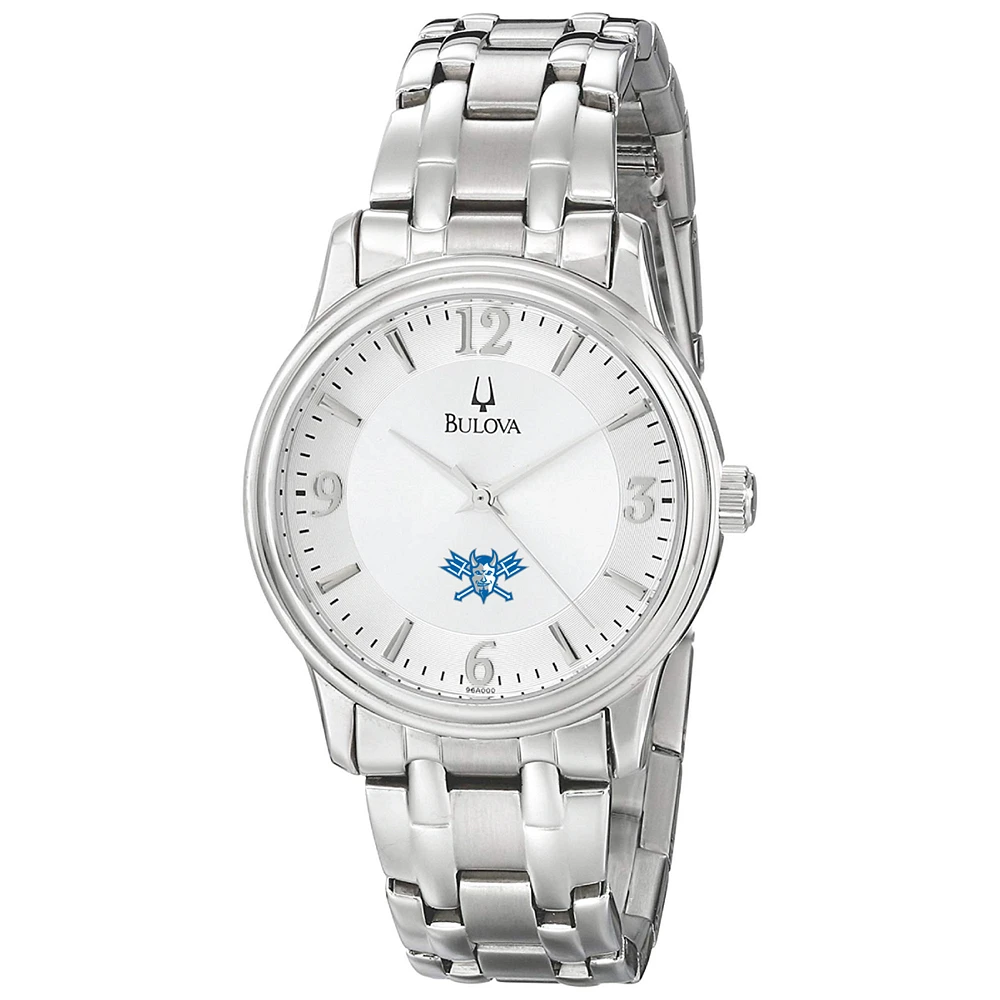Men's Bulova Silver Lawrence Technological University Blue Devils Stainless Steel Quartz Watch