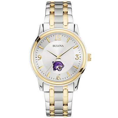 Men's Bulova  Silver/Gold Bethel Wildcats Two-Tone Stainless Steel Watch