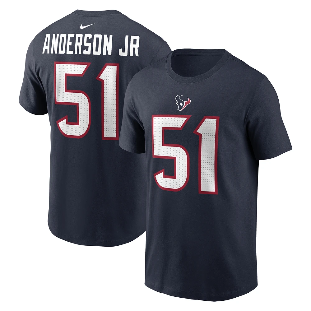 Men's Nike Will Anderson Jr. Navy Houston Texans Player Name & Number T-Shirt