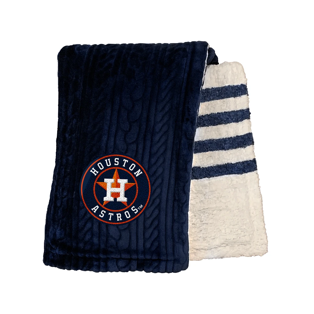 Pegasus Houston Astros 60" x 70" Cable Knit Sherpa Stripe Blanket