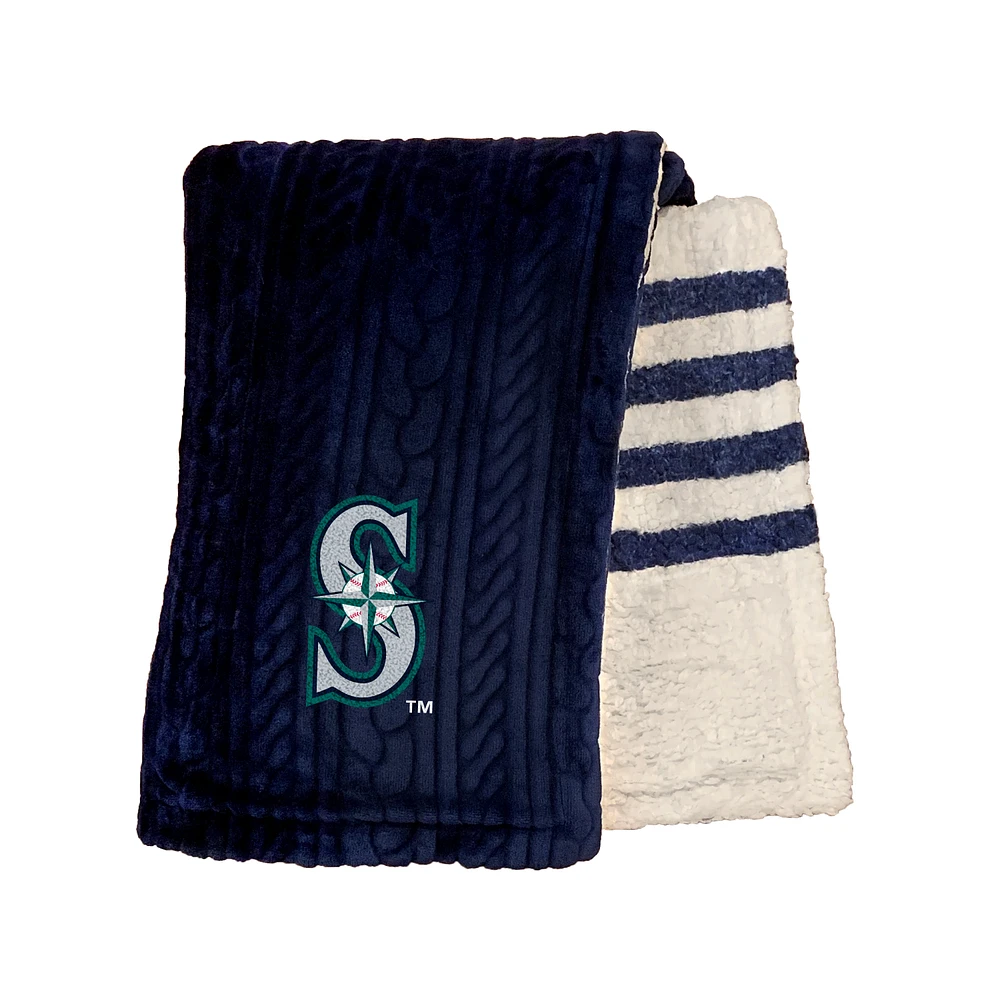 Pegasus Seattle Mariners 60" x 70" Cable Knit Sherpa Stripe Blanket
