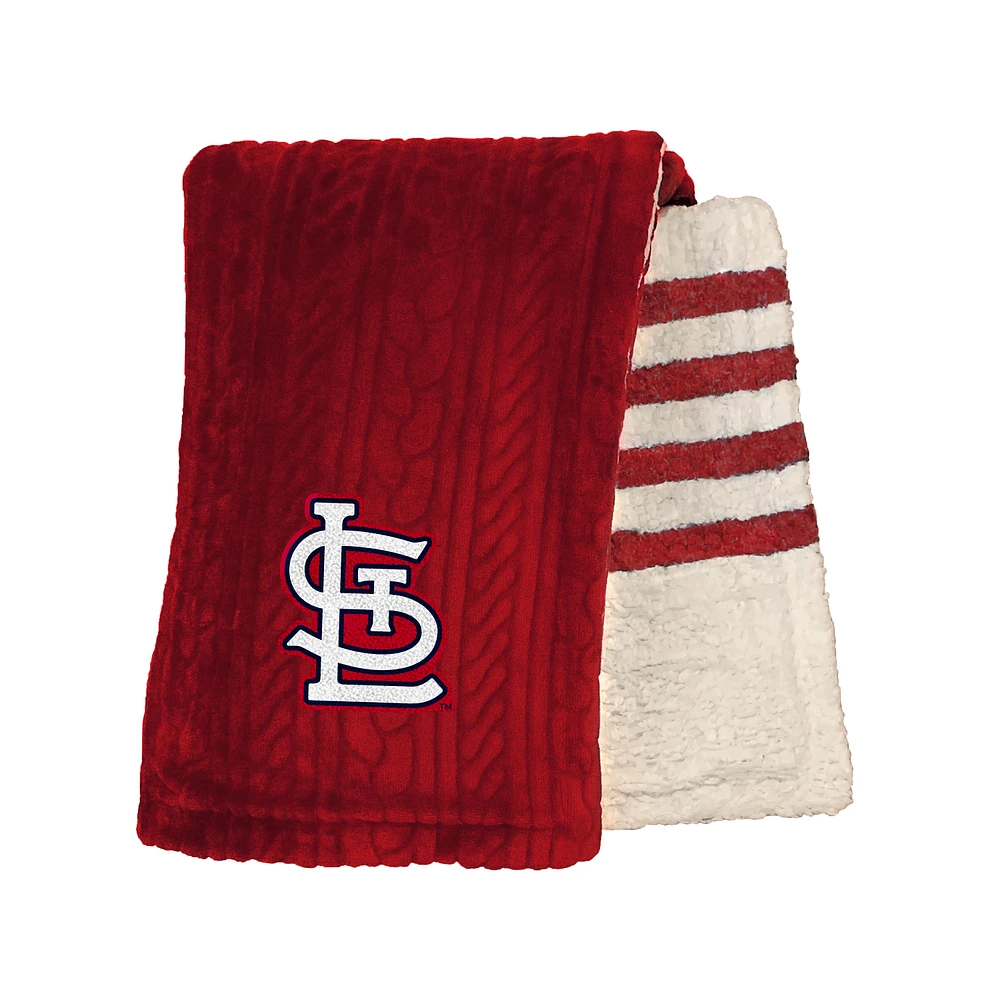 Pegasus St. Louis Cardinals 60" x 70" Cable Knit Sherpa Stripe Blanket
