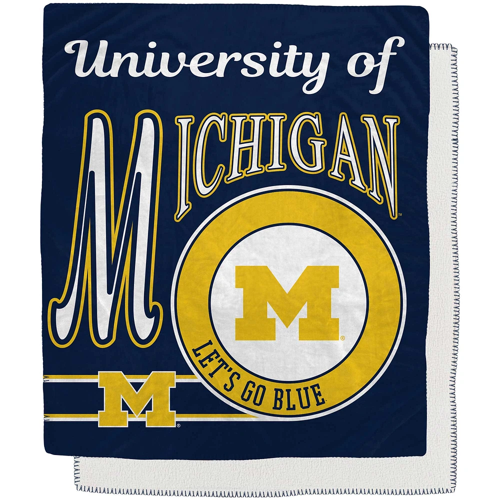Michigan Wolverines 50" x 60" Retro Emblem Flannel Fleece Sherpa Blanket