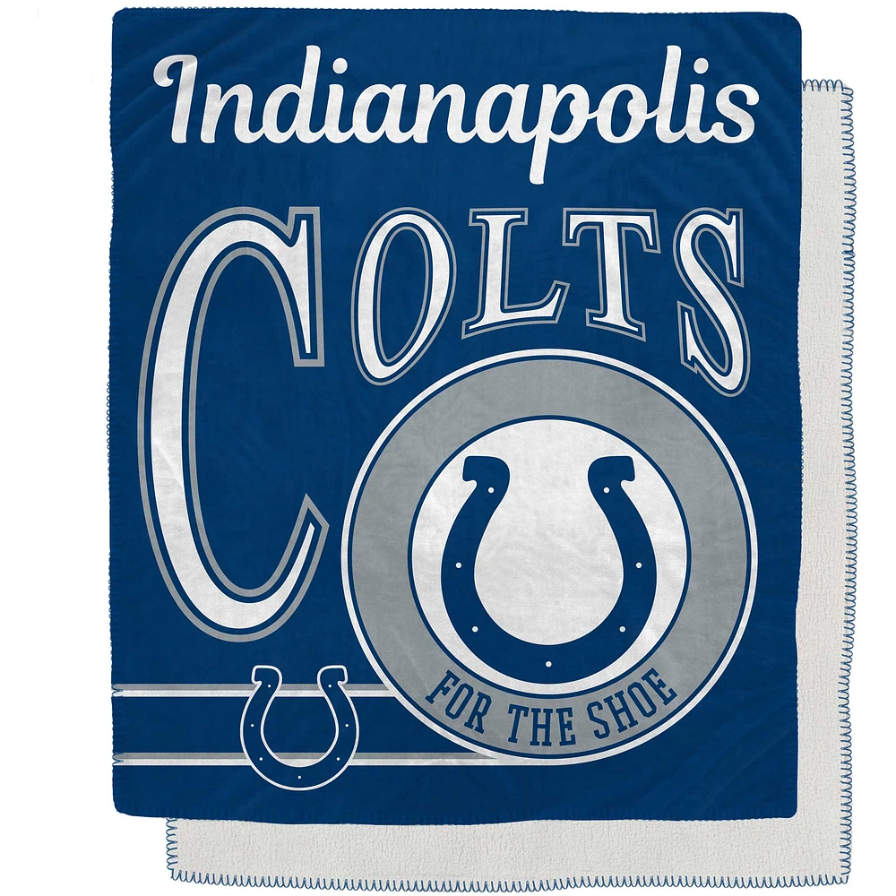 Indianapolis Colts 50" x 60" Retro Emblem Flannel Fleece Sherpa Blanket