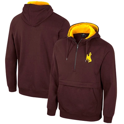 Men's Colosseum Brown Wyoming Cowboys Team Half-Zip Pullover Hoodie