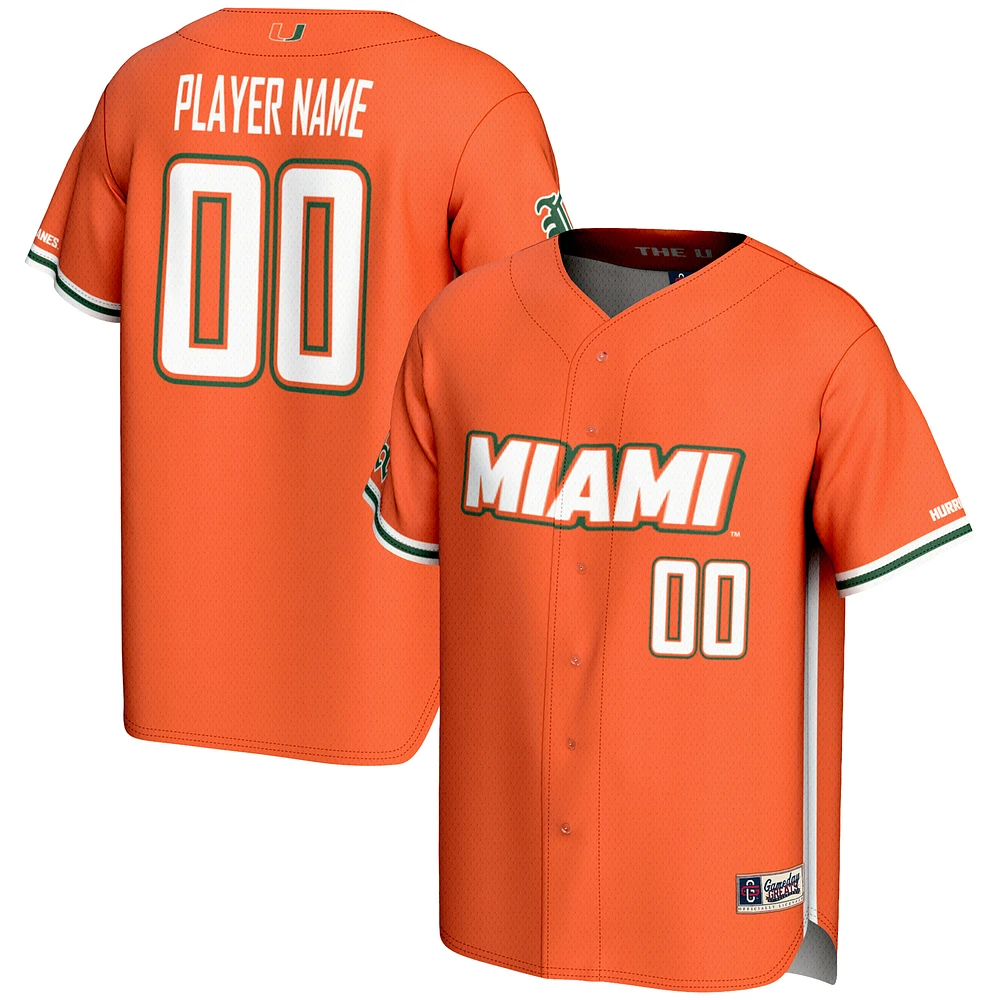 Men's GameDay Greats Miami Hurricanes NIL Pick-A-Player Lightweight Baseball Jersey