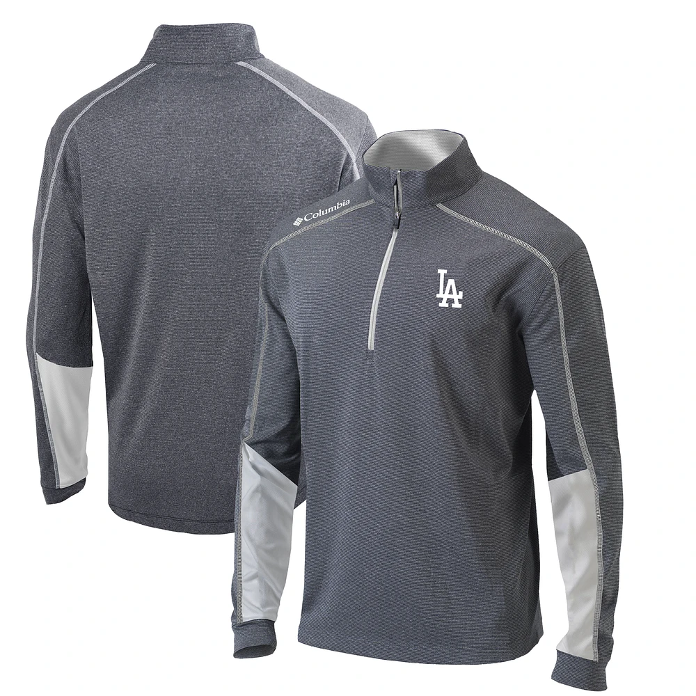 Men's Columbia Charcoal/White Los Angeles Dodgers Omni-Wick Shotgun 2.0 Quarter-Zip Pullover Top
