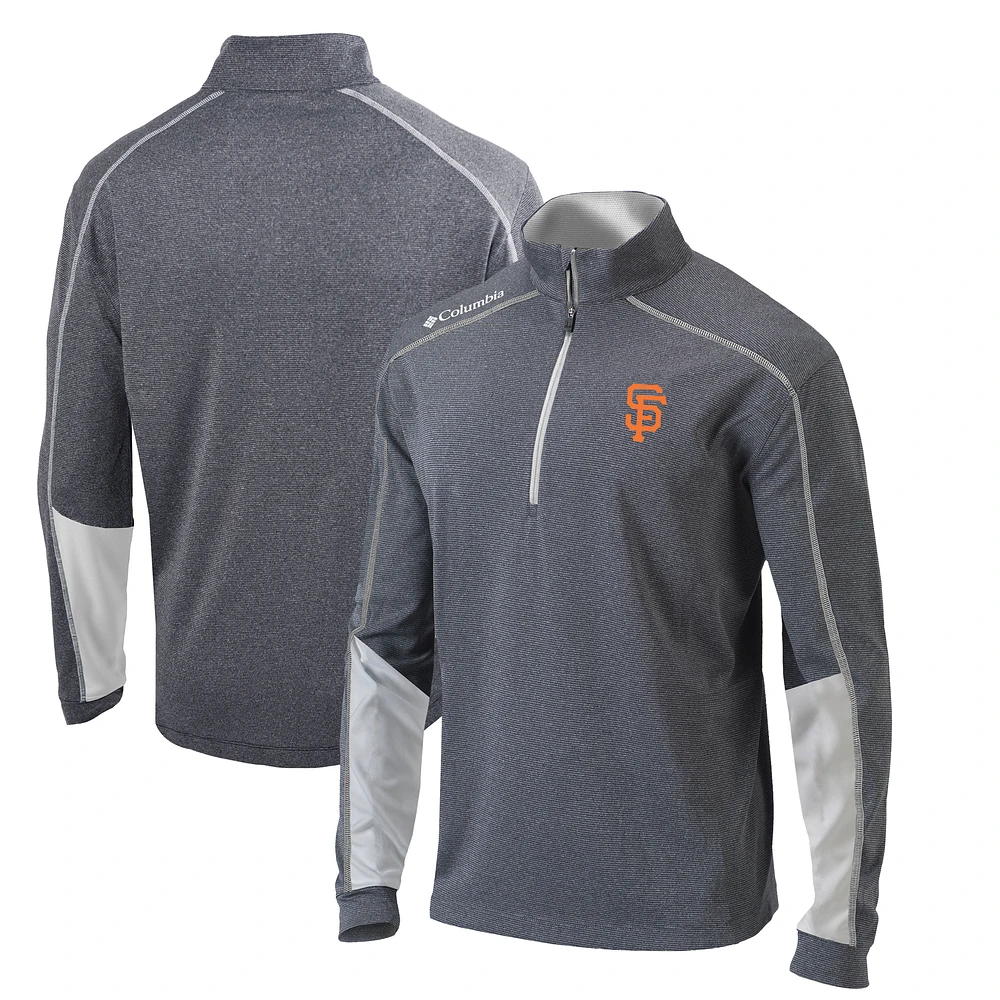 Men's Columbia Charcoal/White San Francisco Giants Omni-Wick Shotgun 2.0 Quarter-Zip Pullover Top