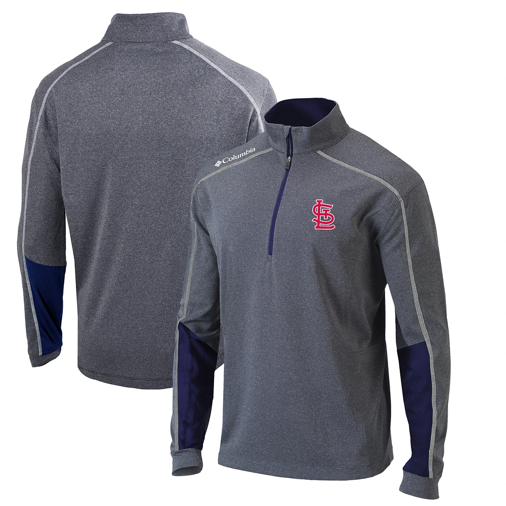 Men's Columbia Charcoal/Navy St. Louis Cardinals Omni-Wick Shotgun 2.0 Quarter-Zip Pullover Top