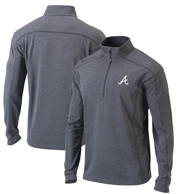 Men's Columbia Heather Gray Atlanta Braves Omni-Wick Shotgun Quarter-Zip Pullover Top