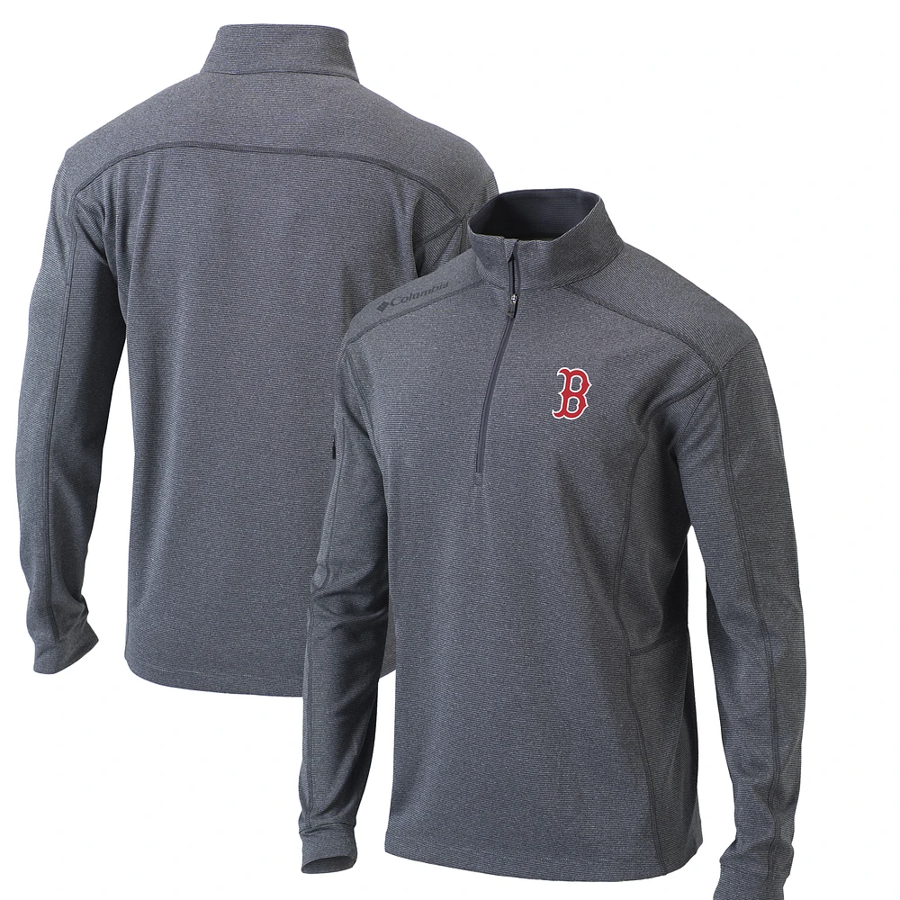 Men's Columbia Heather Gray Boston Red Sox Omni-Wick Shotgun Quarter-Zip Pullover Top