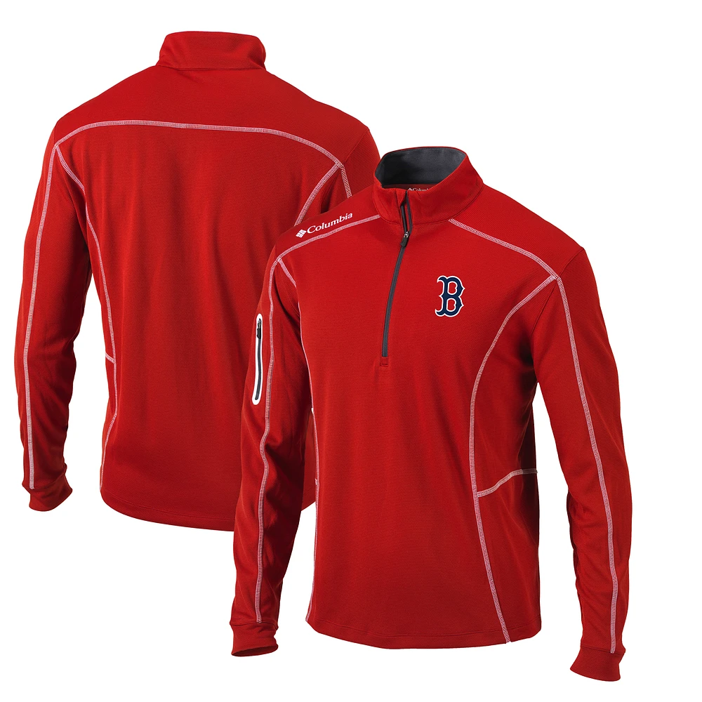 Men's Columbia Red Boston Sox Omni-Wick Shotgun Quarter-Zip Pullover Top