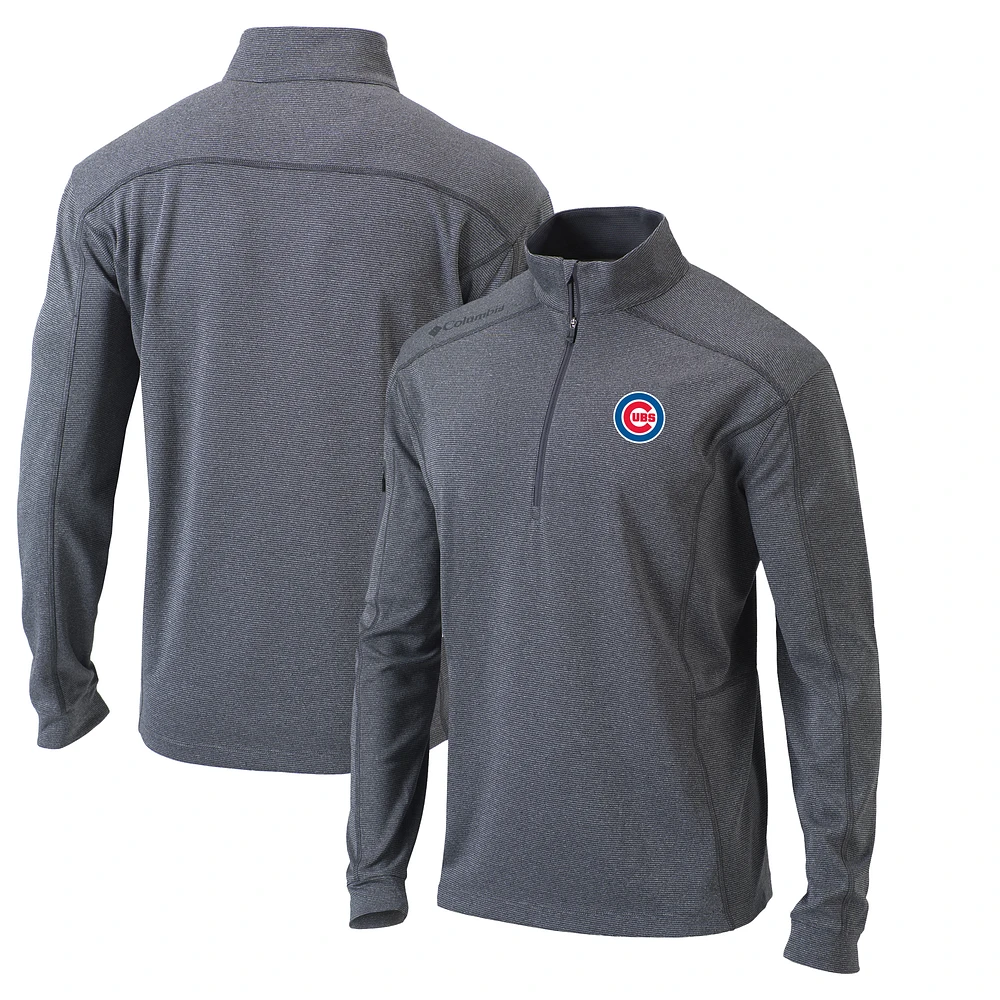 Men's Columbia Heather Gray Chicago Cubs Omni-Wick Shotgun Quarter-Zip Pullover Top