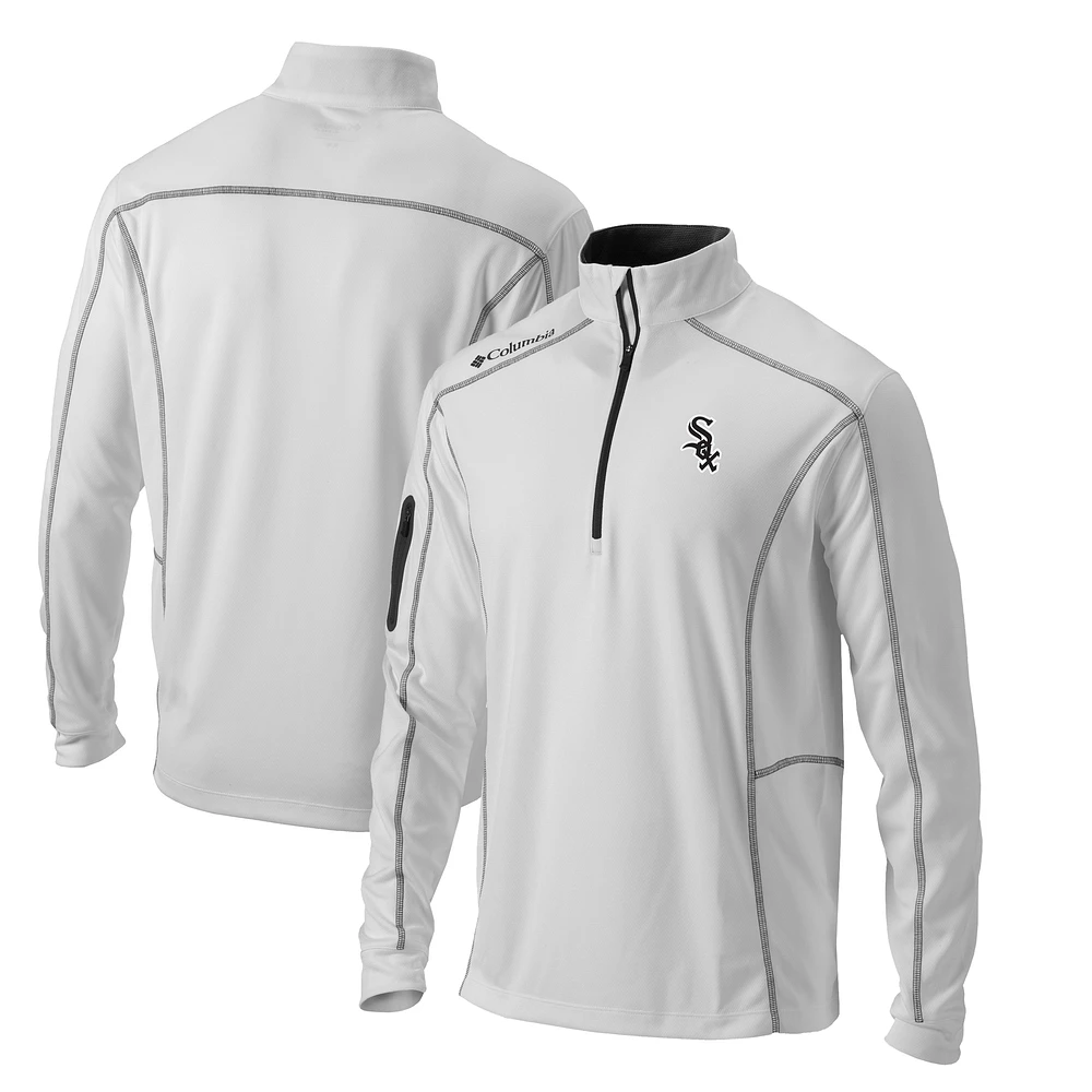 Men's Columbia White Chicago Sox Omni-Wick Shotgun Quarter-Zip Pullover Top