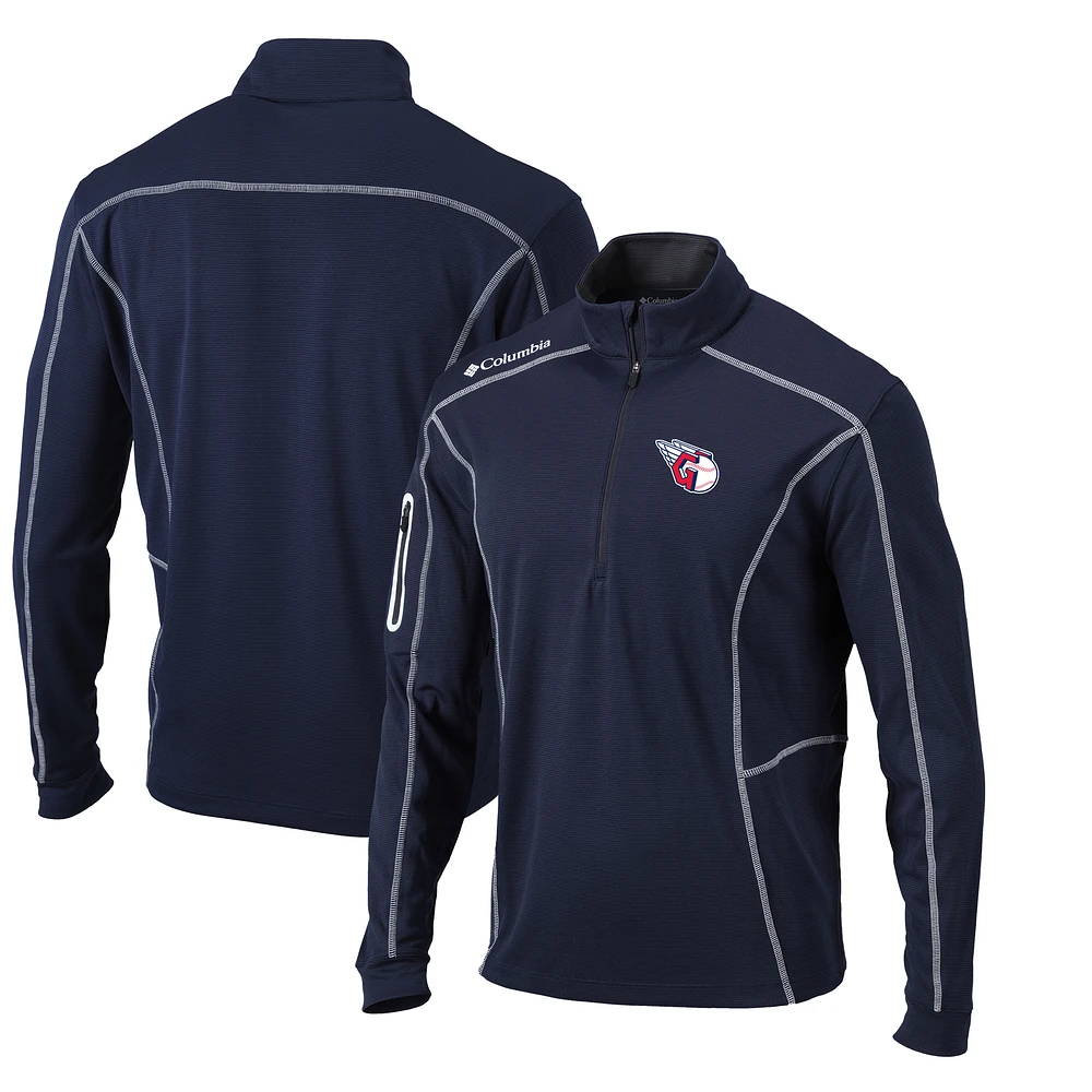Men's Columbia Navy Cleveland Guardians Omni-Wick Shotgun Quarter-Zip Pullover Top