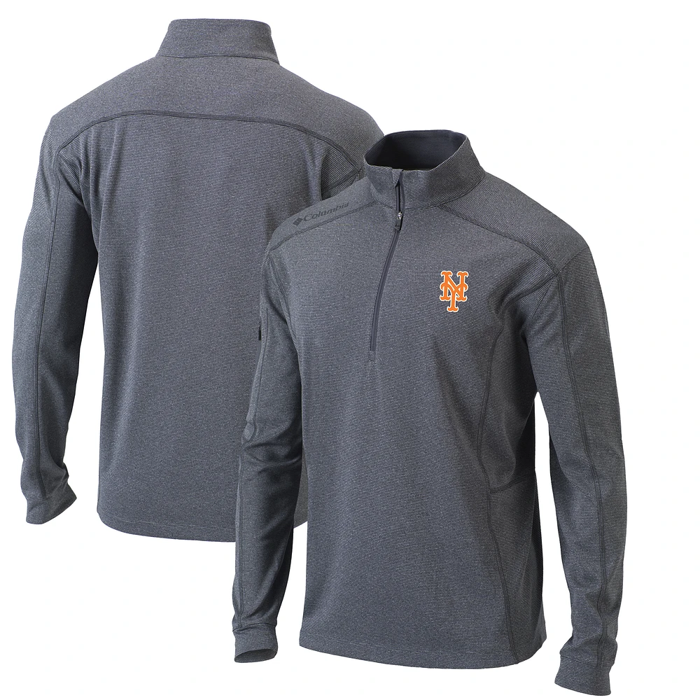Men's Columbia Heather Gray New York Mets Omni-Wick Shotgun Quarter-Zip Pullover Top