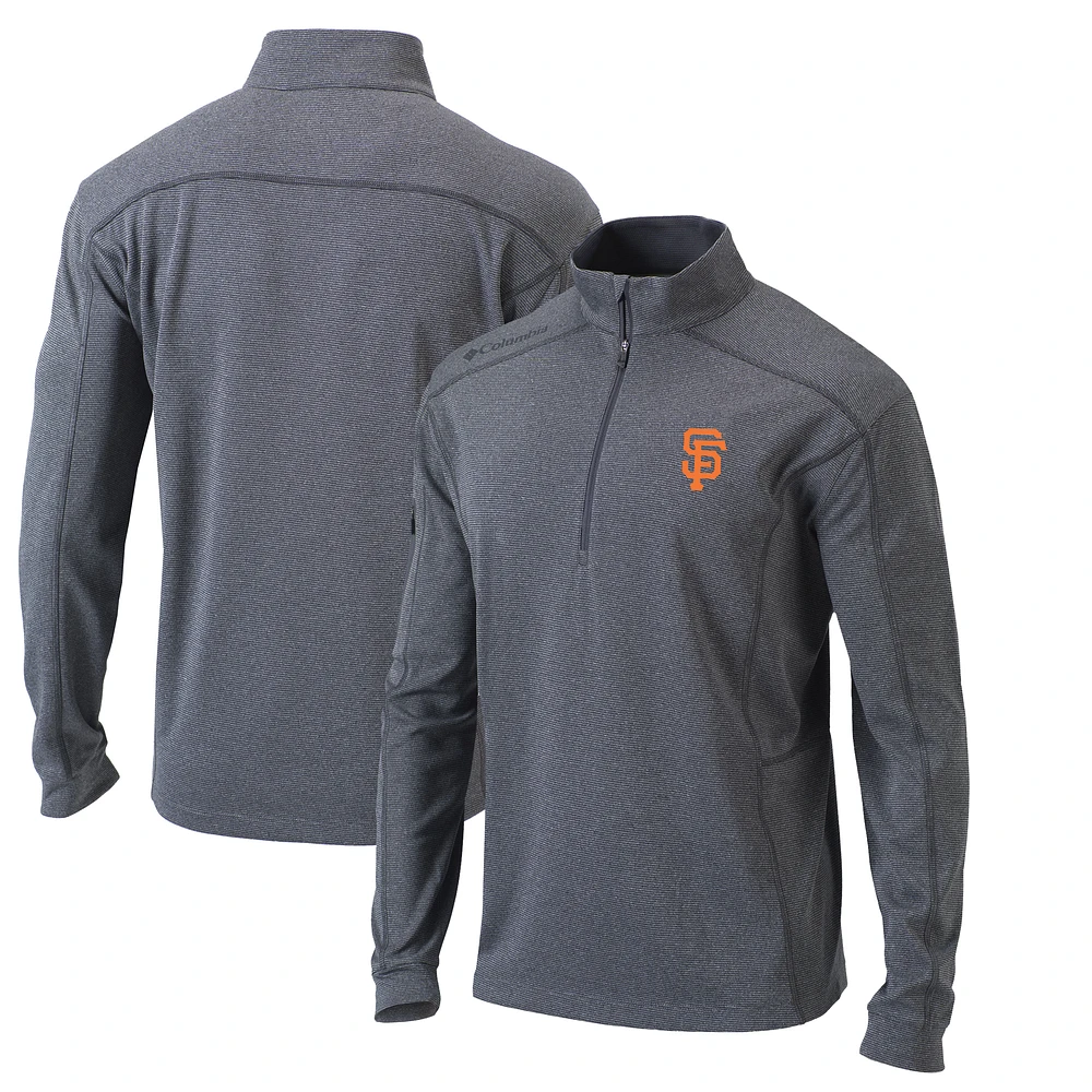 Men's Columbia Heather Gray San Francisco Giants Omni-Wick Shotgun Quarter-Zip Pullover Top