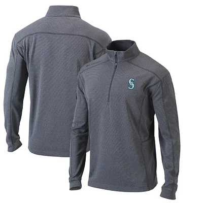 Men's Columbia Heather Gray Seattle Mariners Omni-Wick Shotgun Quarter-Zip Pullover Top