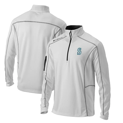 Men's Columbia White Seattle Mariners Omni-Wick Shotgun Quarter-Zip Pullover Top