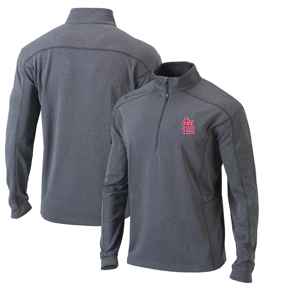 Men's Columbia Heather Gray St. Louis Cardinals Omni-Wick Shotgun Quarter-Zip Pullover Top