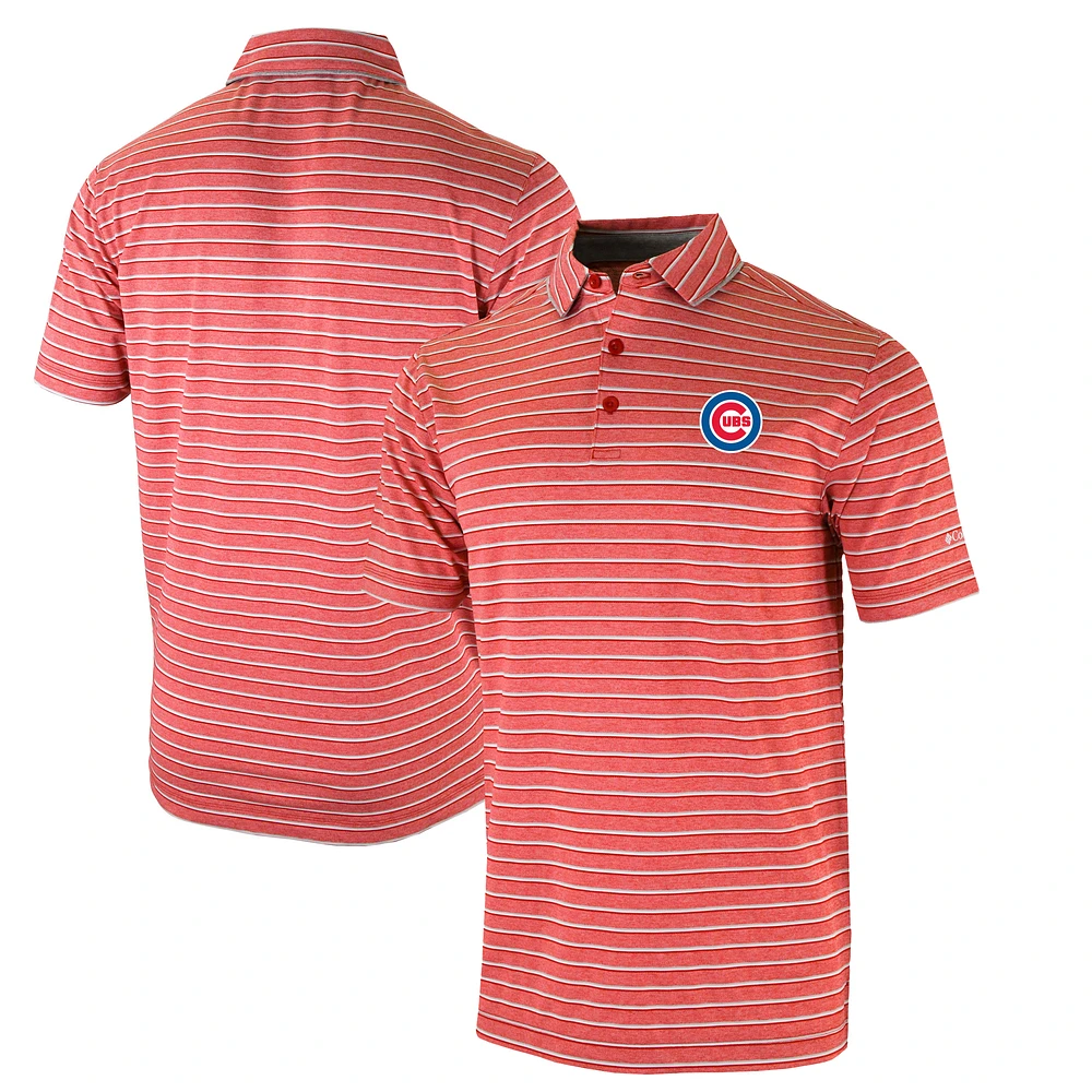 Men's Columbia Red Chicago Cubs Omni-Wick Post Round Polo