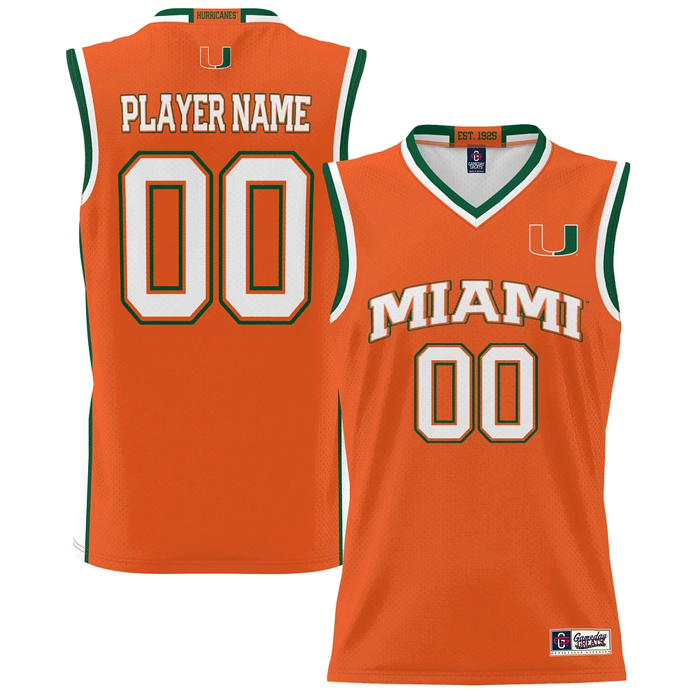 Youth GameDay Greats Orange Miami Hurricanes NIL Pick-A-Player Lightweight Women's Basketball Jersey