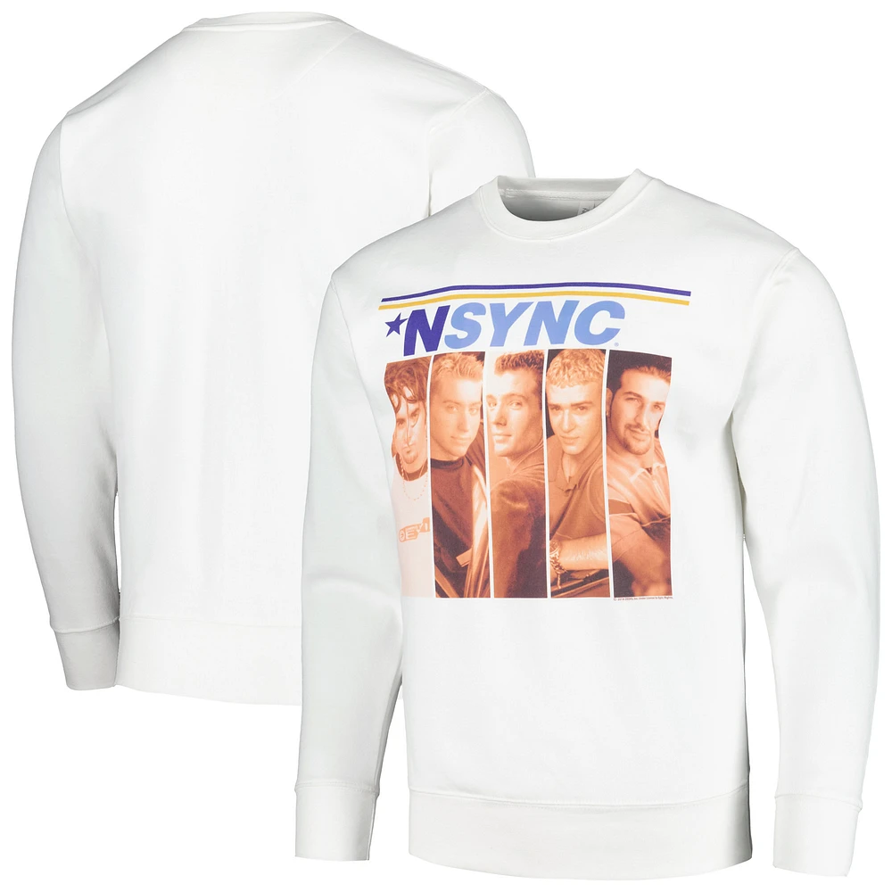 Men's White Nsync Boxes Pullover Sweatshirt