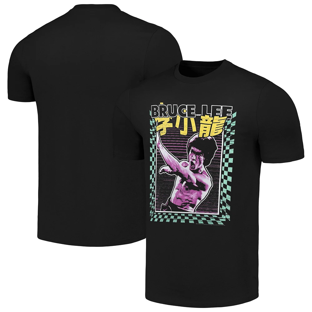 Men's Black Bruce Lee Bright Patterns Graphic T-Shirt