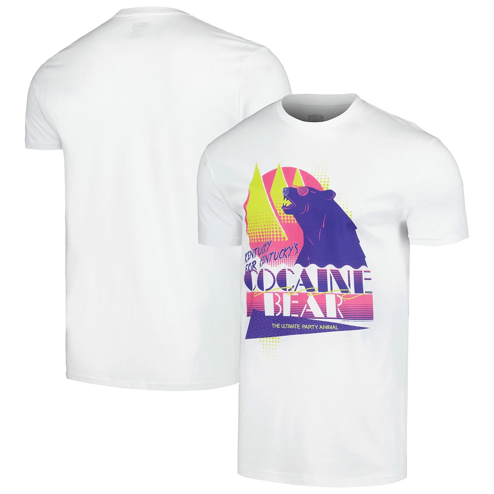 Men's White Cocaine Bear Graphic T-Shirt