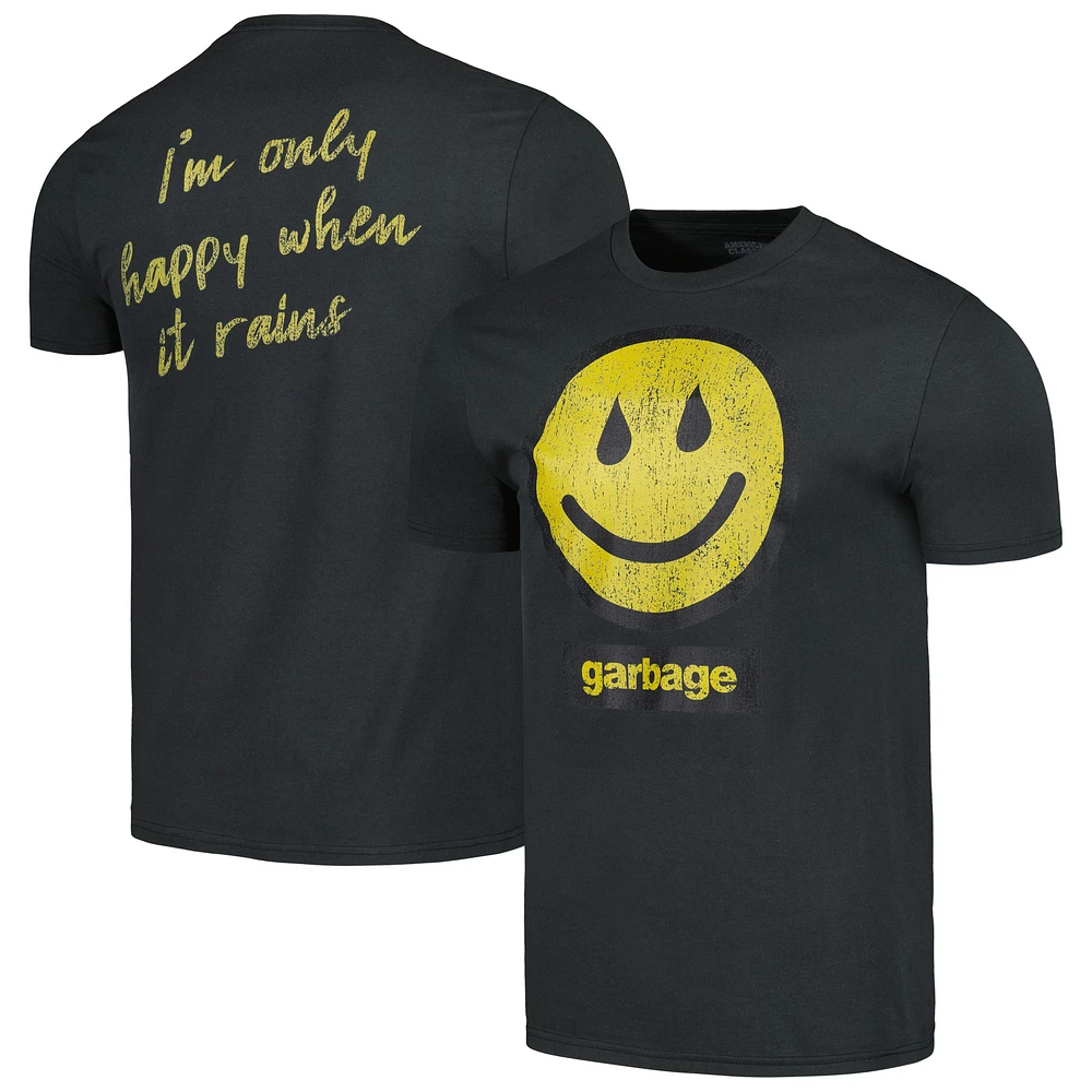 Men's Charcoal Garbage Rain Smiley T-Shirt