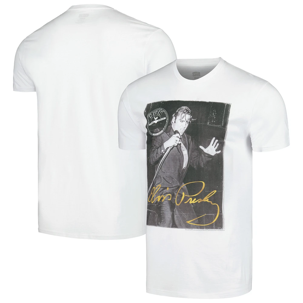 Men's White Elvis Presley Gold Signature T-Shirt