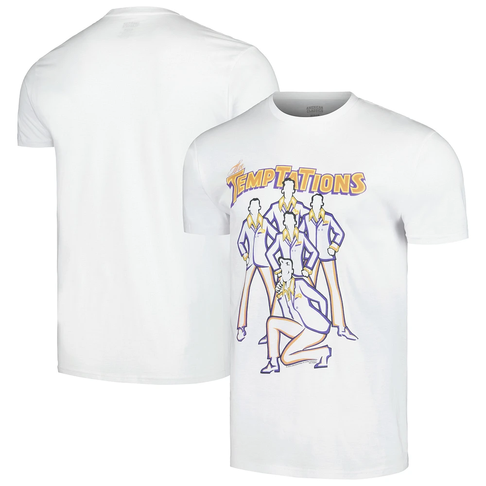 Men's White The Temptations Line Art T-Shirt