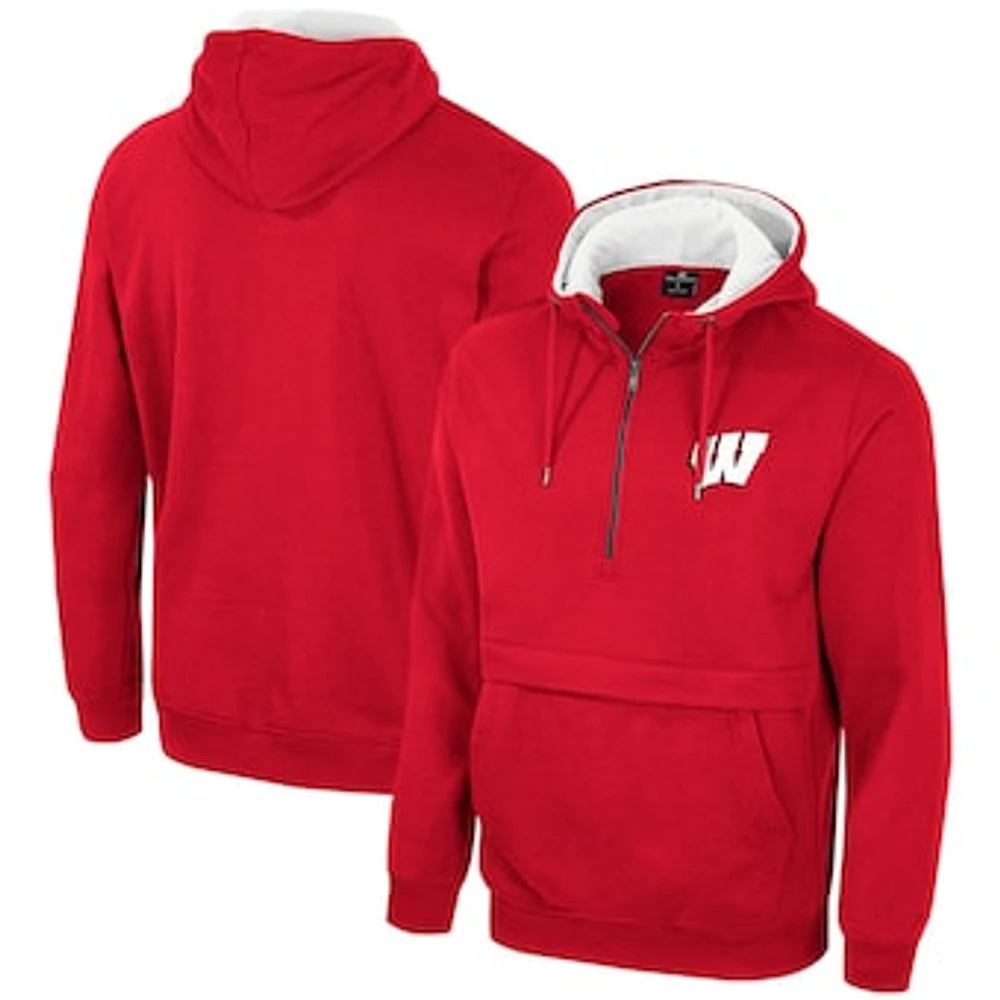 Men's Colosseum Red Wisconsin Badgers Half-Zip Hoodie