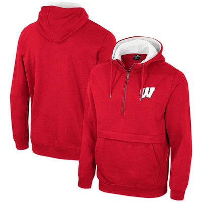 Men's Colosseum Red Wisconsin Badgers Half-Zip Hoodie