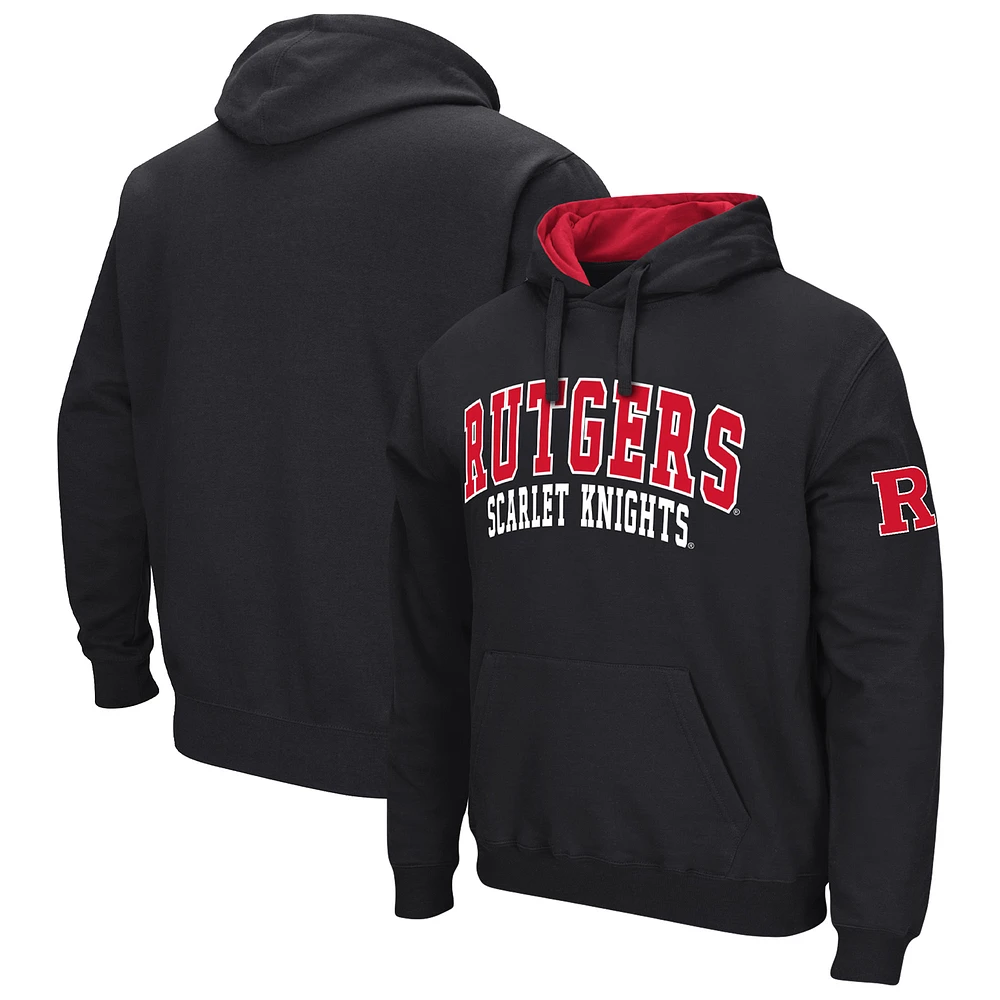 Men's Colosseum Black Rutgers Scarlet Knights Double Arch Pullover Hoodie
