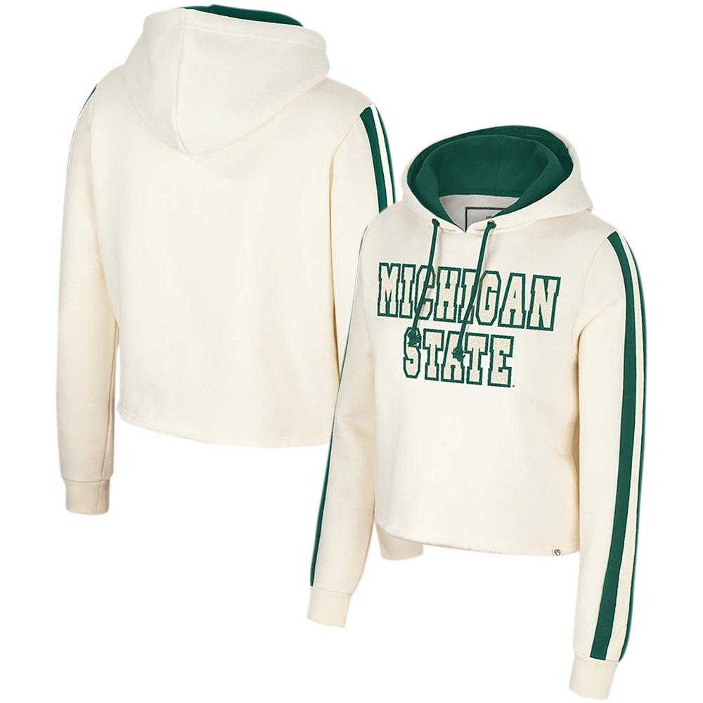 Women's Colosseum Cream Michigan State Spartans Perfect Date Cropped Pullover Hoodie