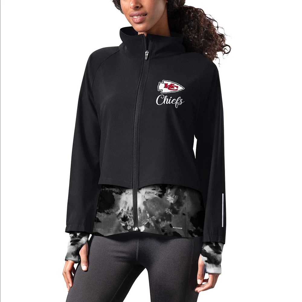 Women's MSX by Michael Strahan Black Kansas City Chiefs Grace Raglan Full-Zip Running Jacket