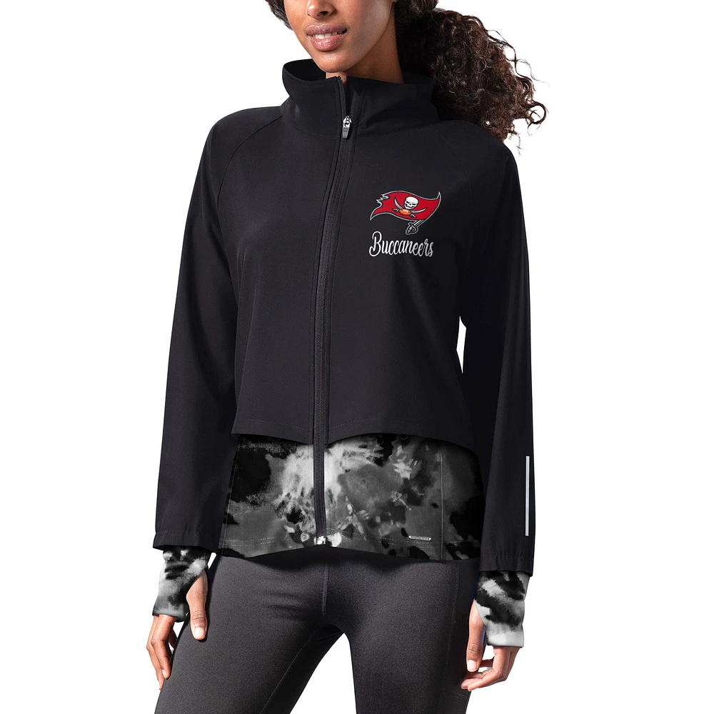 Women's MSX by Michael Strahan Black Tampa Bay Buccaneers Grace Raglan Full-Zip Running Jacket