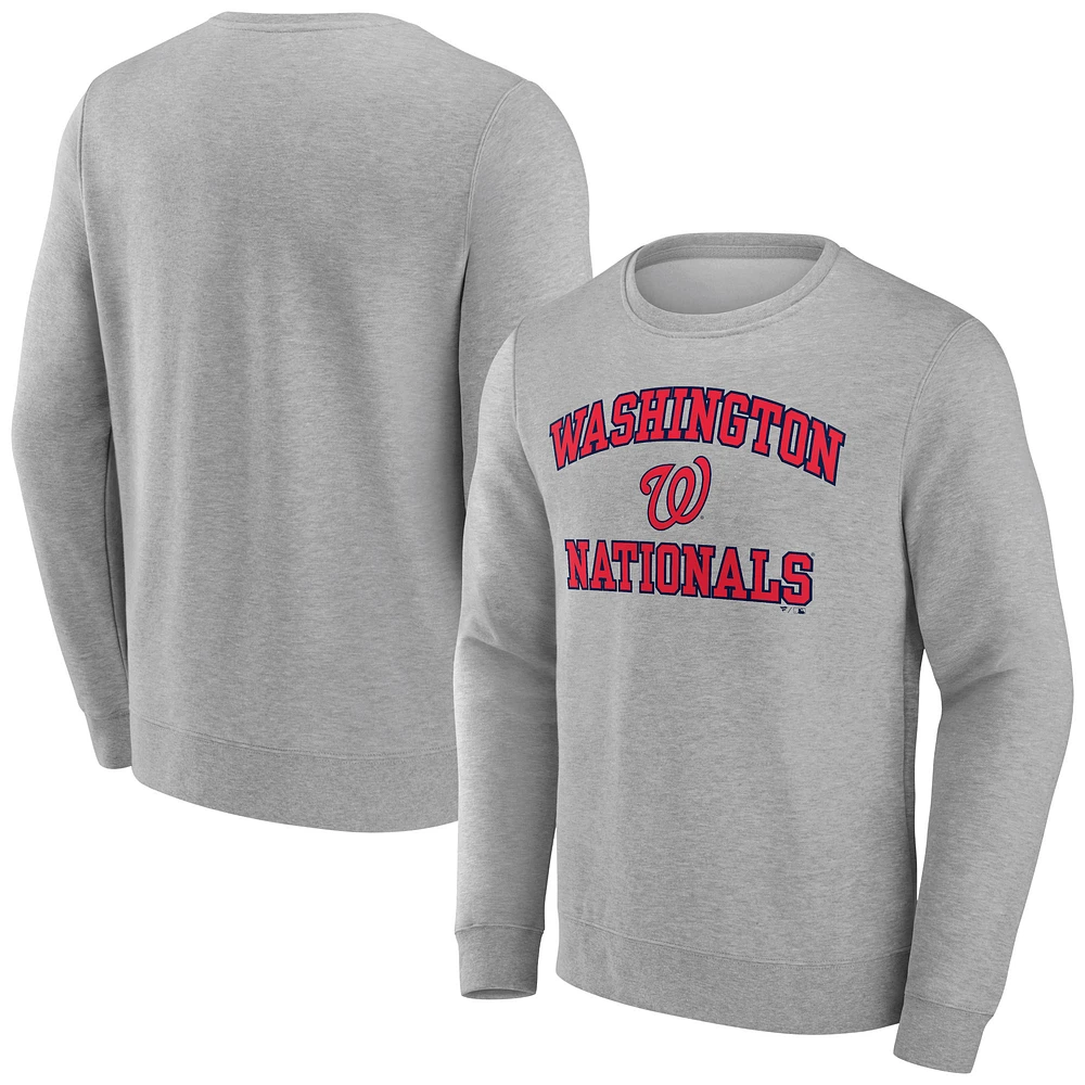 Men's Heather Gray Washington Nationals Heart & Soul Pullover Sweatshirt