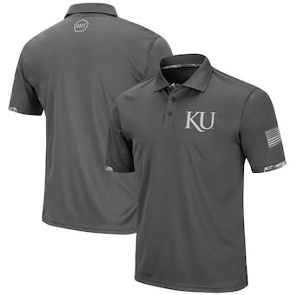 Men's Colosseum Charcoal Kansas Jayhawks Rival OHT Military Appreciation Polo