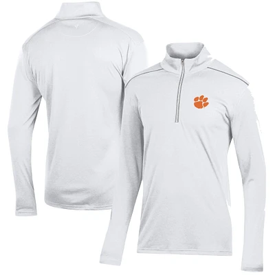 Men's White Clemson Tigers Classic Jacquard Quarter-Zip Pullover Top