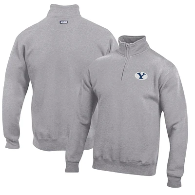 Men's Gray BYU Cougars Big Cotton Quarter-Zip Pullover Sweatshirt