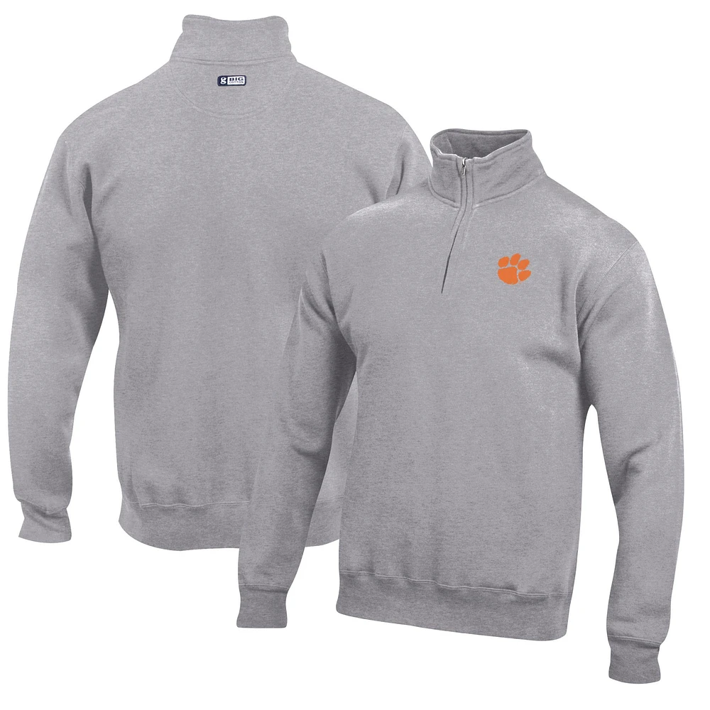 Men's Gray Clemson Tigers Big Cotton Quarter-Zip Pullover Sweatshirt