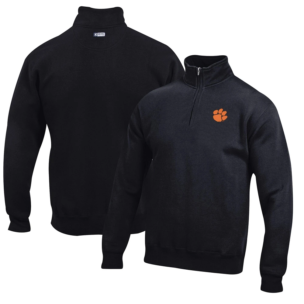 Men's Black Clemson Tigers Big Cotton Quarter-Zip Pullover Sweatshirt