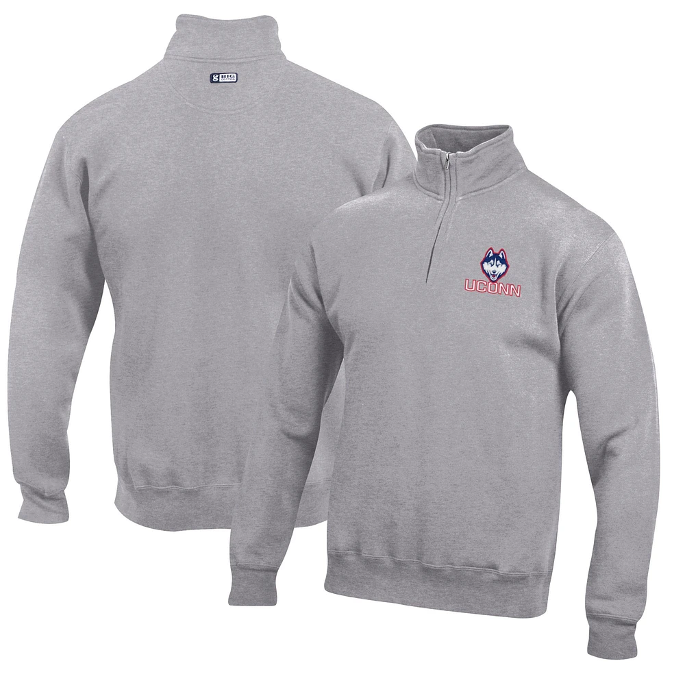 Men's Gray UConn Huskies Big Cotton Quarter-Zip Pullover Sweatshirt