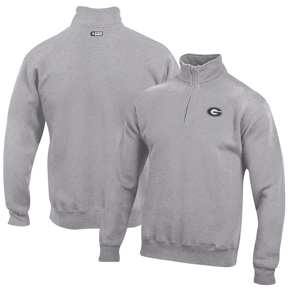 Men's Gray Georgia Bulldogs Big Cotton Quarter-Zip Pullover Sweatshirt