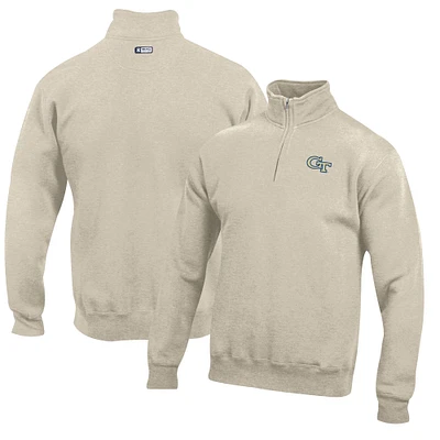 Men's Oatmeal Georgia Tech Yellow Jackets Big Cotton Quarter-Zip Pullover Sweatshirt