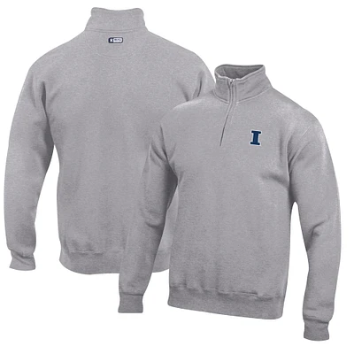 Men's Gray Illinois Fighting Illini Big Cotton Quarter-Zip Pullover Sweatshirt