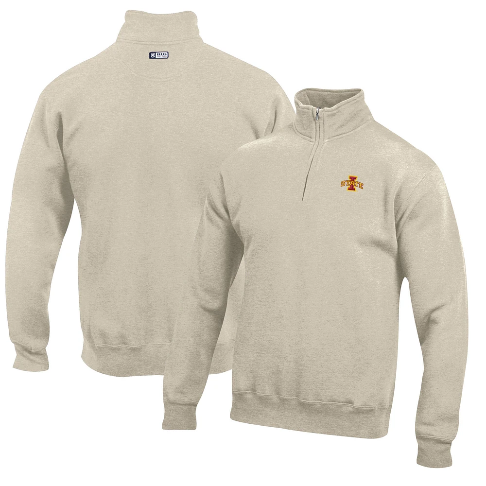 Men's Oatmeal Iowa State Cyclones Big Cotton Quarter-Zip Pullover Sweatshirt